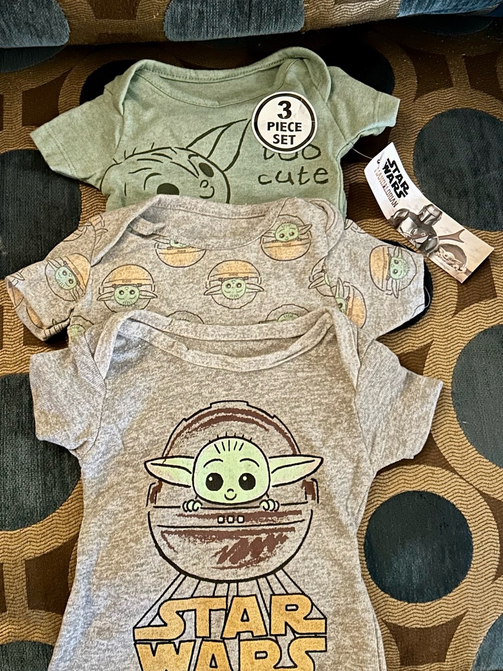 Star Wars Baby Grogu Bodysuit Set - Gray & Green